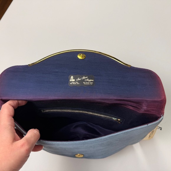 Toni Hush Puppies Vintage 80\'s-90\'s Super Suede Pigskin Leather Clutch Blue NWT